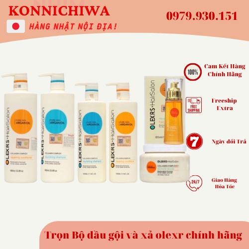 Cặp Dầu Gội Xả Olexrs Argan Oil 500ml/ chai Chính Hãng