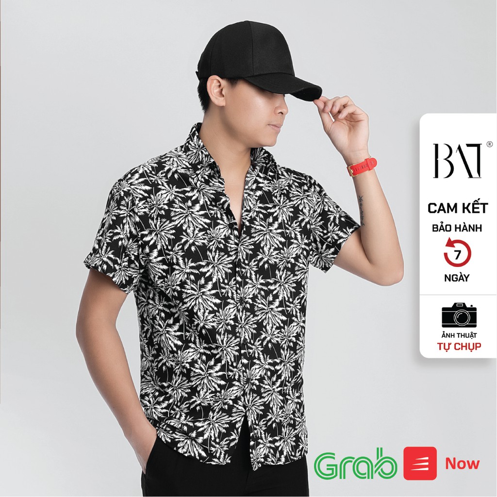 Áo hoa lá đi biển Áo sơ mi cộc tay nhóm họa tiết hoa lá thời trang chất liệu đũi pha cotton mặc thoáng mát- atbshop