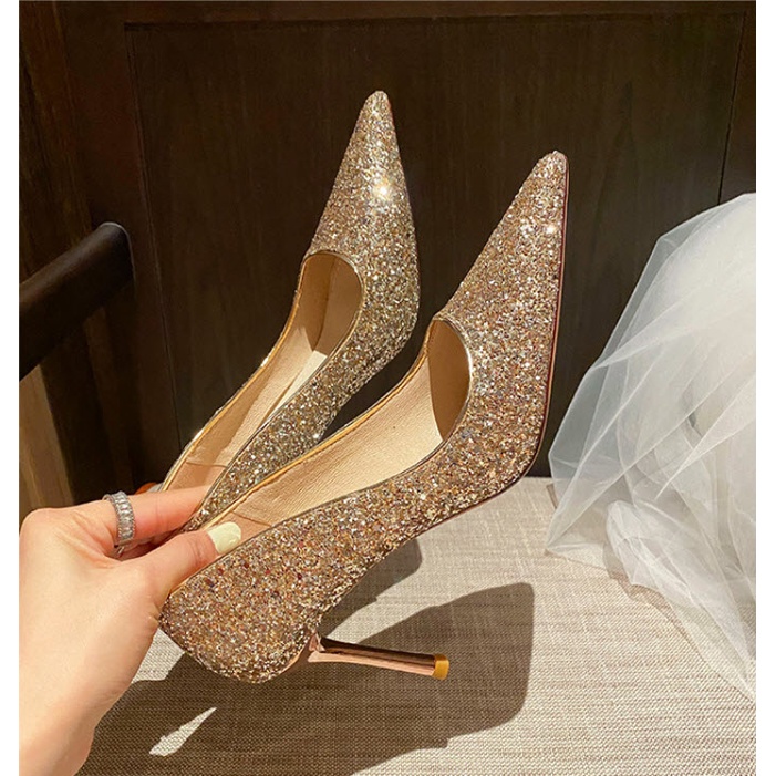 HÀNG CÓ SẴN  _ Giày Cao Gót Ánh Nhũ Big Size