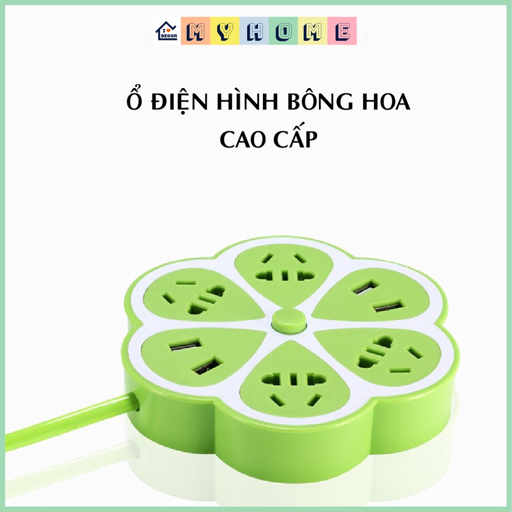 Ổ cắm điện đa năng thông minh có cổng USB hình bông hoa DN017