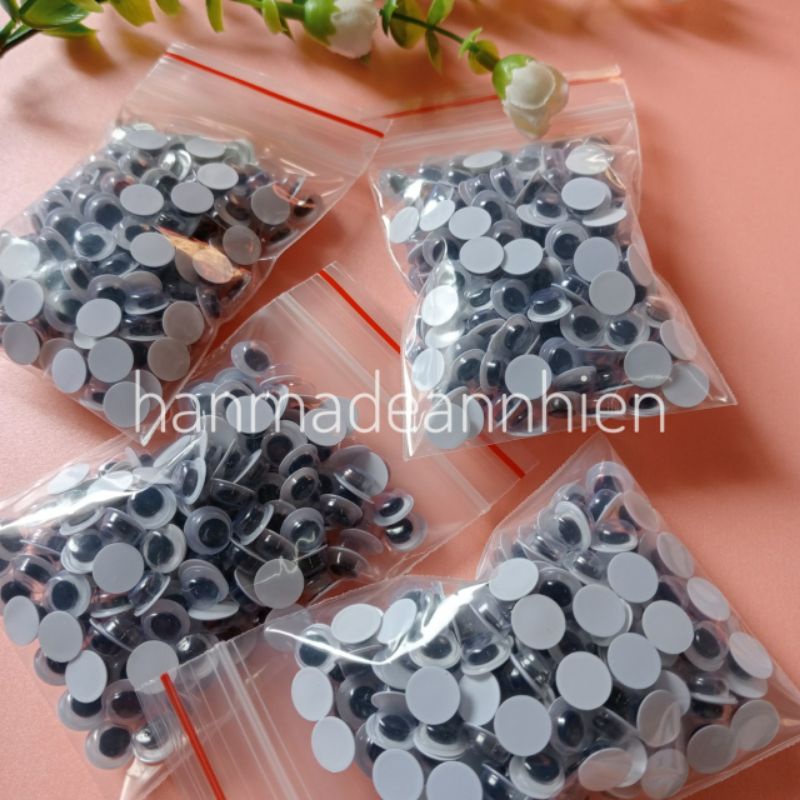 100 chiếc  mắt thú  / mắt liếc, size 8mm - 10mm Gắn thú nhồi bông, hình trang trí các con vật, mầm non...