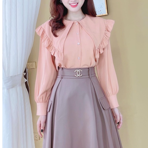 Áo sơ mi nữ cổ thủy thủ vạt nhọn nhiều màu CHUU A60002