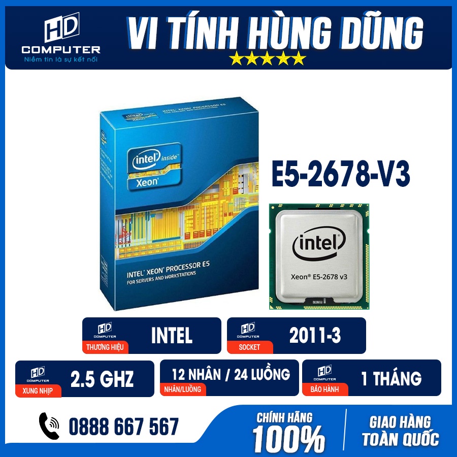 CPU socket 2011 Intel Xeon E5 - 2673 V3, E5 - 2678 V3, 2680 V3, 2690 V3, cpu máy tính chạy main server x99