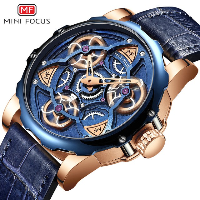 Đồng Hồ Cơ MINI FOCUS Dây Da Phong Cách Nhật Bản Cho Nam