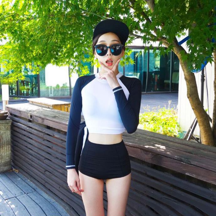 XẢ 🚀 😷 | HOT | | Sales Hè | Bikini Hàn Quốc 2 mảnh dài tay trắng . Chất lượng oke __ new . ! : 2021 * [ HÀNG ĐẸP ]