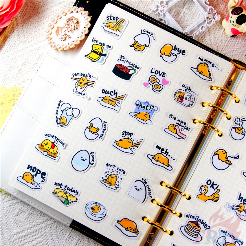 ★★★ Miếng Dán Trang Trí Nhật Ký Hình Gudetama Q-5 ★★★ Set 50 Sticker Dán Trang Trí Album Thời Trang