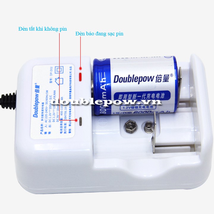 Bộ sạc pin đa năng Doublepow DP-D02  sạc pin tiểu AA, pin đũa AAA, pin đại, pin trung và pin 9V chính hãng