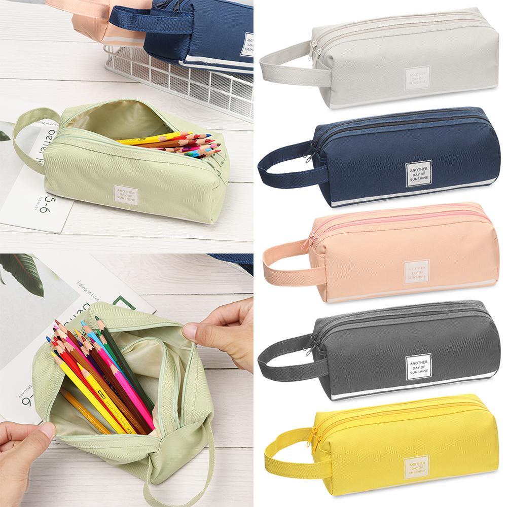Túi Đựng Bút Chì Hai Ngăn Có Khóa Kéo Sức Chứa Lớn
