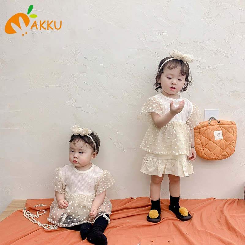 Bộ Áo Liền Quần Tay Ngắn Màu Kem Đáng Yêu Thời Trang Cho Bé Gái