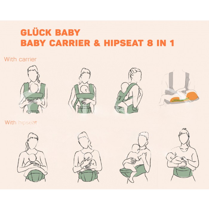 Địu em bé 8 trong 1 Gluck Baby GP-709 màu xanh