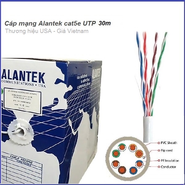 Cáp mạng cat5e utp 30m, cáp mạng alantek, shopcongnghe_2021