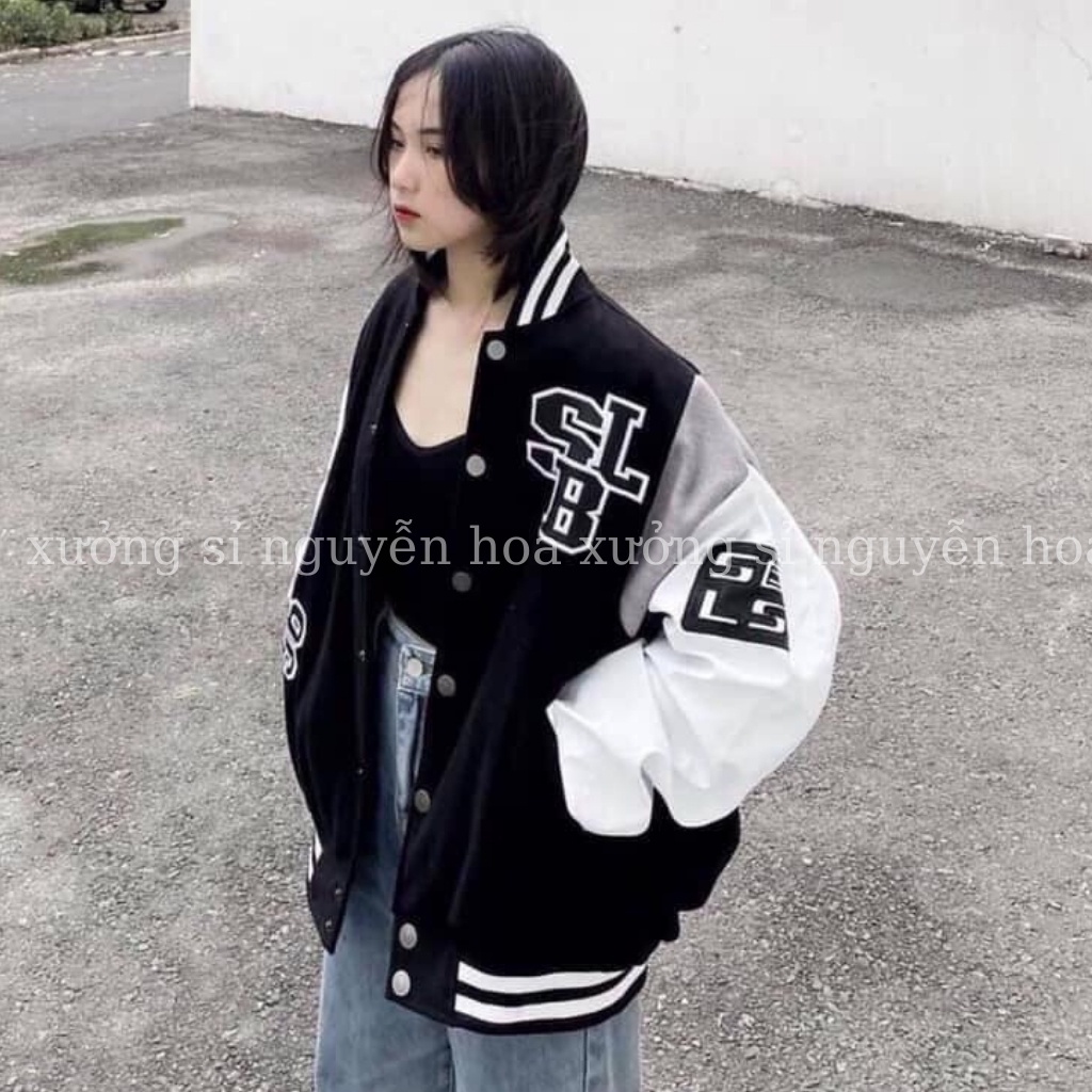 Áo khoác bomber kaki phối tay SLB siêu hot hit kiểu dáng unisex nam nữ mặc được Xưởng Sỉ Nguyễn Hoa - Hàng mới về