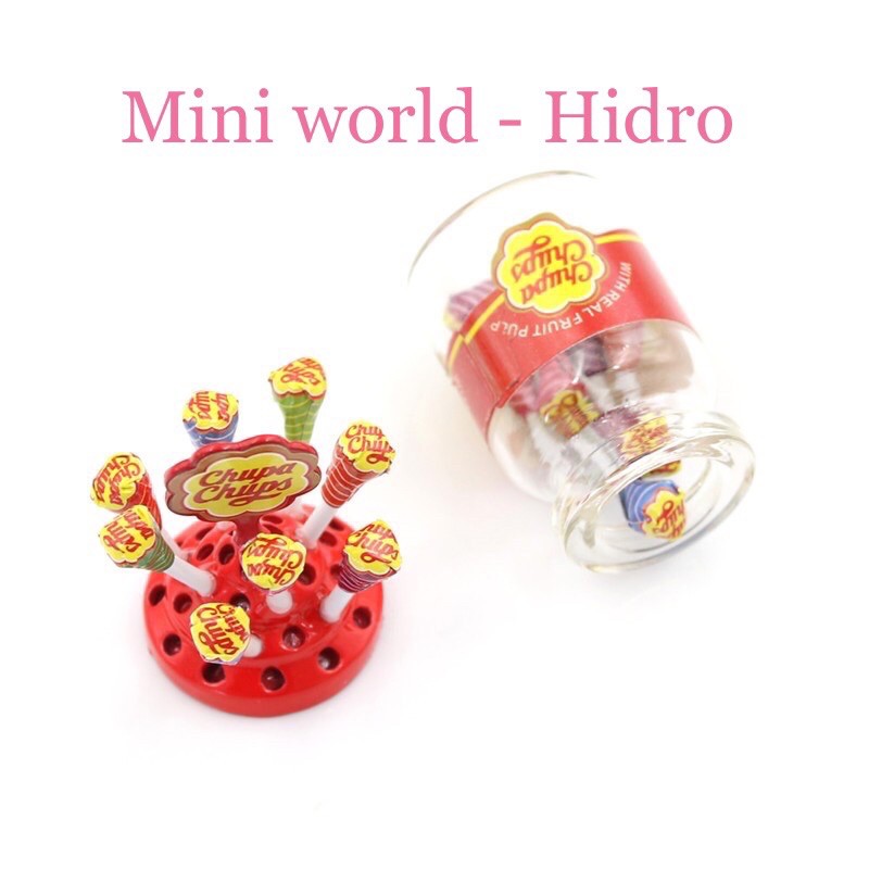 Mô hình hũ kẹo mút chupa chups mini tí hon tỉ lệ 1/12 trang trí nhà búp bê