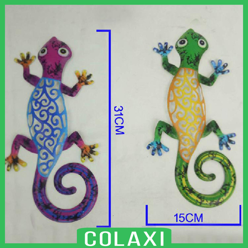 [COLAXI]2xWall Hanging Gecko Artworkd Decorative Lizard Outdoor Garden Decor  Blue