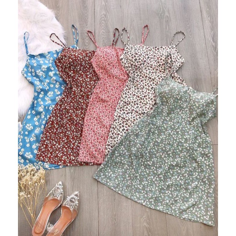 đầm hoa 2 dây mút ngực mã mới 1603