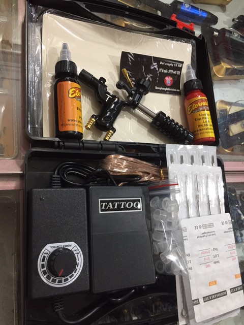 Combo 1 máy xăm rotary flydragon /bộ mầu đen