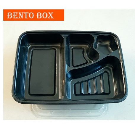 Hộp Đựng Cơm Bento 4 Ngăn Màu Đen Đơn Giản