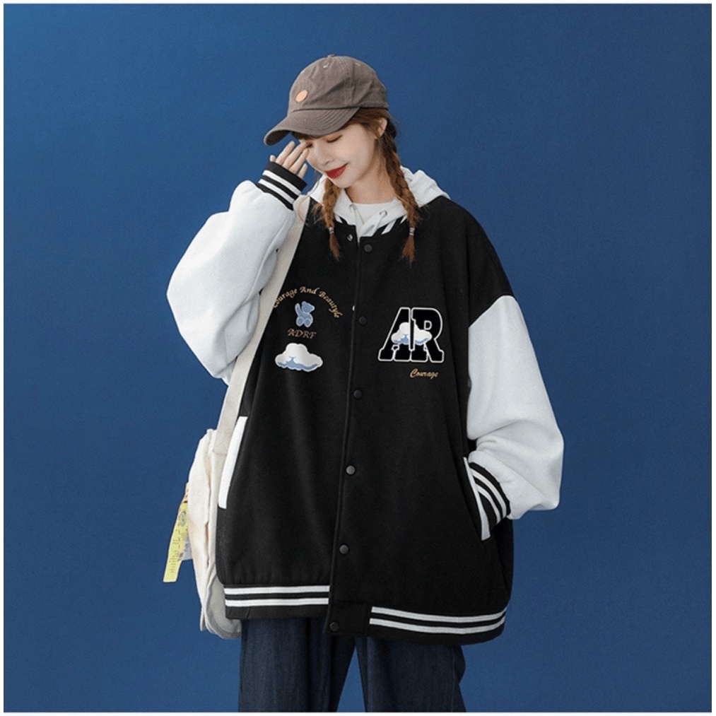 (FREE SHIP) ÁO KHOÁC BOMBER NAM NỮ HỌA TIẾT ĐÁM MÂY AR  PHỐI TAY TRẮNG SIÊU XINH TK 2022