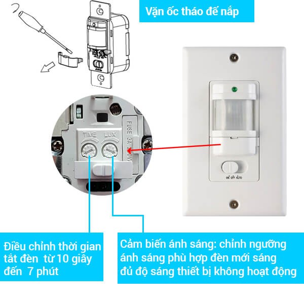 Công tắc cảm biến hồng ngoại lắp đèn cầu thang ATA AT-180