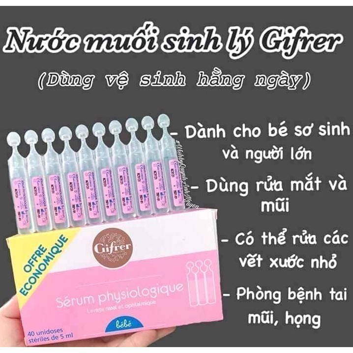 Nước Muối Sinh Lý Physiodose Pháp - Vệ Sinh Mắt Mũi An Toàn Cho Bé - 40 Ống 5ml