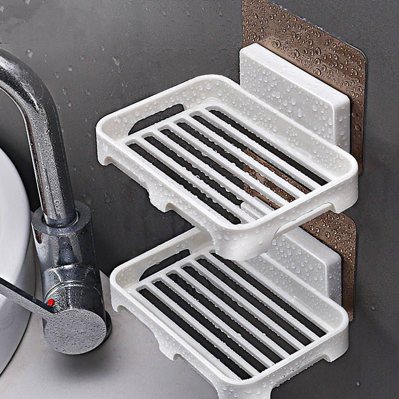 Giá đỡ đựng xà phòng gắn tường có lỗ ráo nước phong cách Bắc Âu