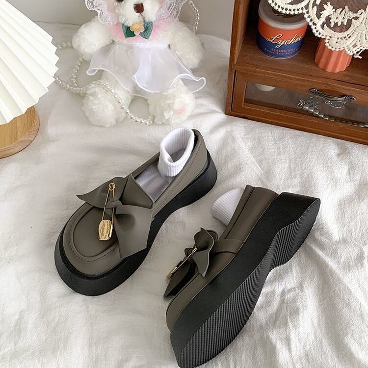 Giày búp bê da mềm, giày nữ đế cao 5cm,