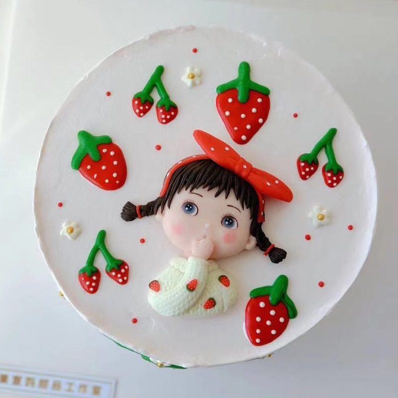 Phụ kiện trang trí bánh kem hình bé trai/bé gái bằng gốm sứ mềm dễ thương