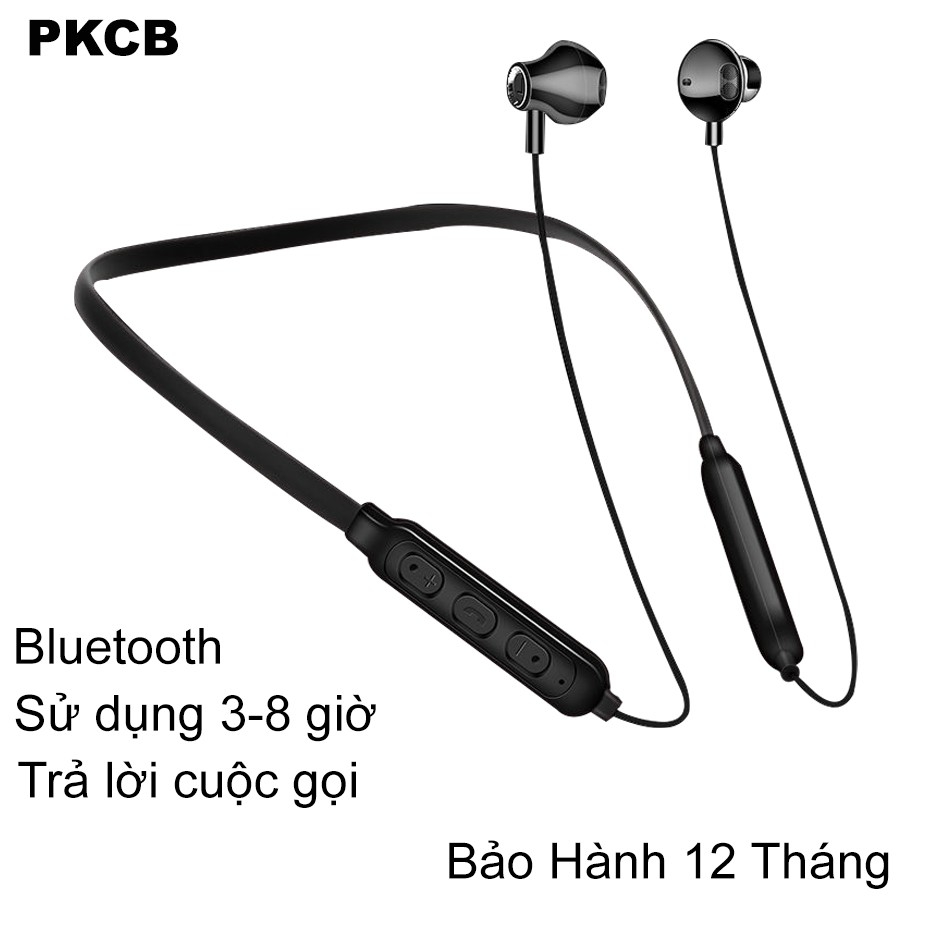 Tai Nghe Bluetooth Wireless PKCB07 Thể Thao Âm Thanh Chân Thực Sống Động Cao Cấp ĐEN Chính Hãng