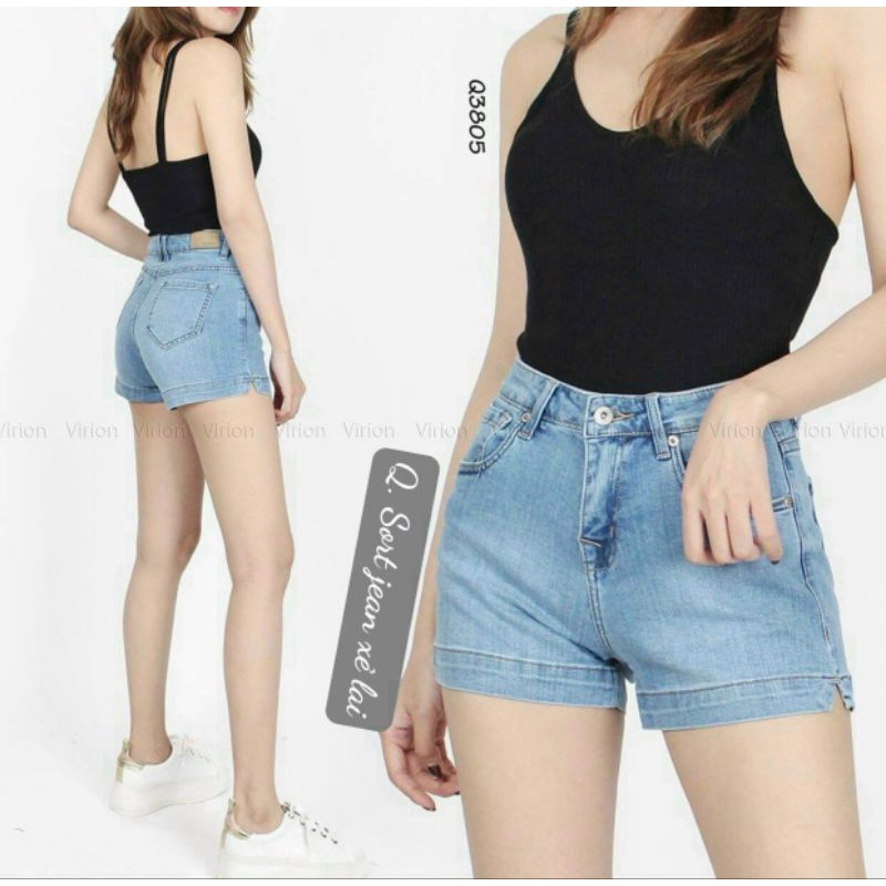 Quần JEAN Đùi NỮ Xẻ Lai Dây Kéo Trước, LƯNG THUN PHÍA SAU BIGSIZE VNXK SIZE 3..15 50..90kg