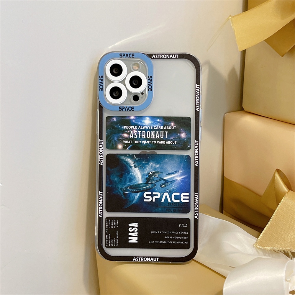 Ốp Điện Thoại Trong Suốt In Hình Tàu Không Gian Bảo Vệ camera Cho iphone 11 13 12 pro max Xs max XR 7 8 plus se2020