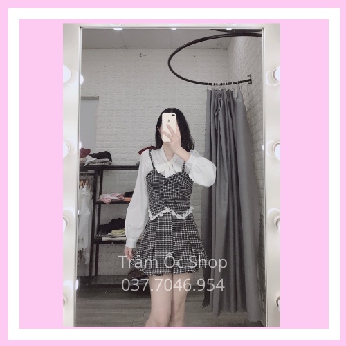 Set 3 món áo kèm chân váy tiểu thư cực xinh - Trâm Ốc shop