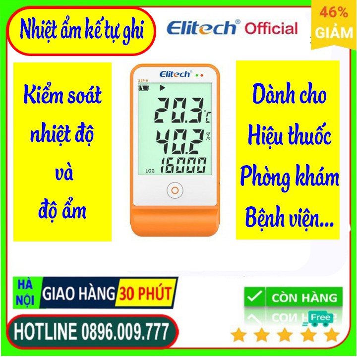 Nhiệt Ẩm Kế Tự Ghi Elitech GSP-6 2018