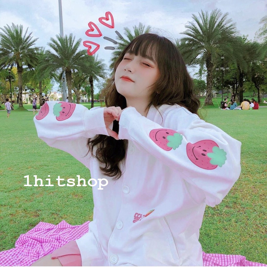 Áo Cardigan TRÁI DÂU CUTE Ulzzang Unisex 1hitshop