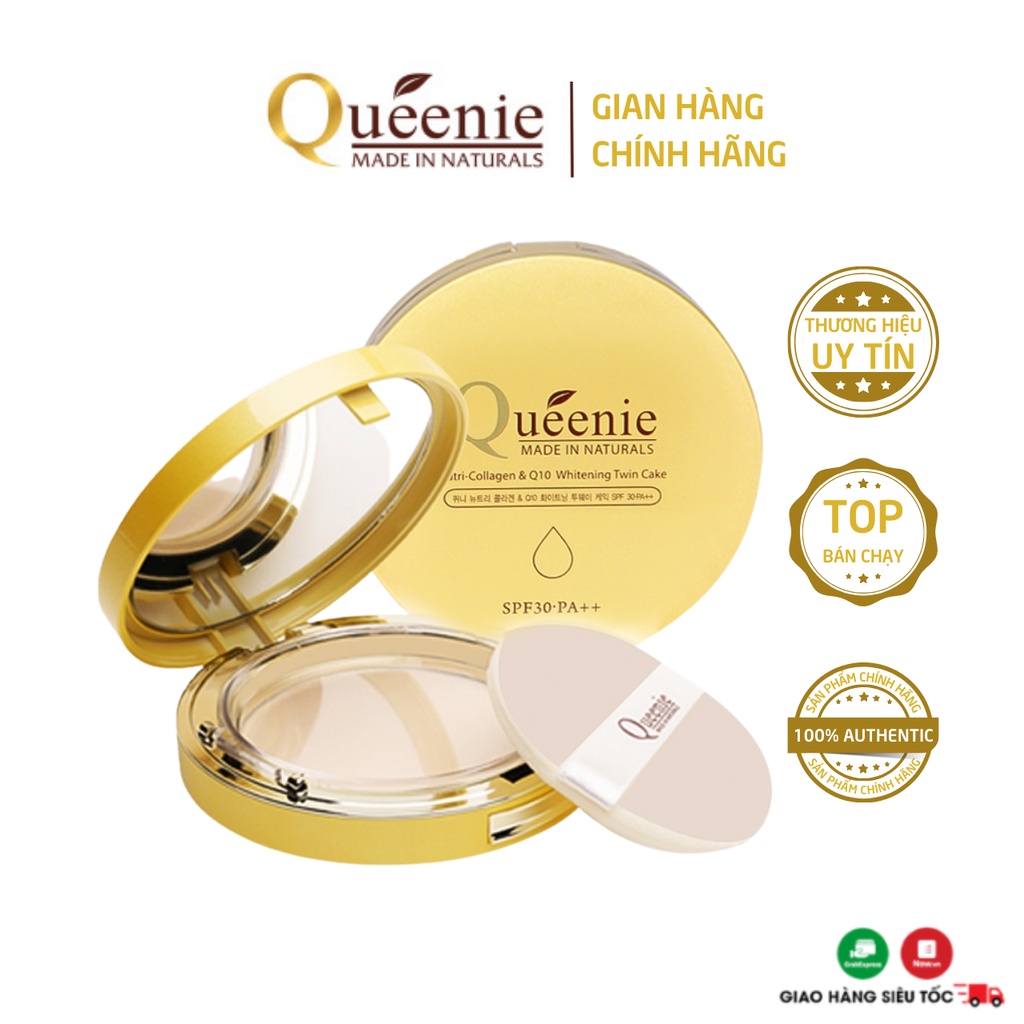 Phấn phủ kiềm dầu Queenie phấn trang điểm trắng da chống nắng Hàn Quốc chính hãng 20g