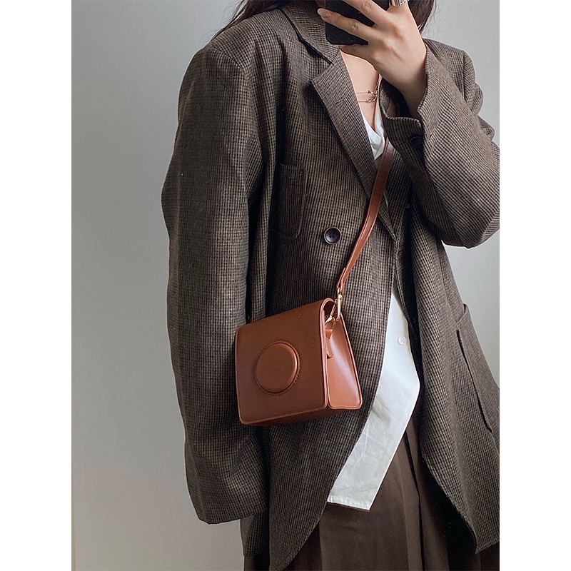 Túi đeo chéo một bên vai đựng máy ảnh thời trang thu đông phong cách retro cho nữ 2022