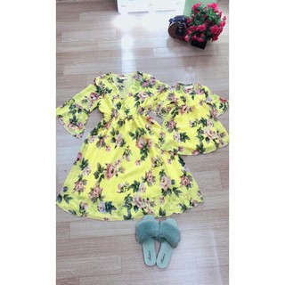 Set váy voan hoa vàng - Đồ đôi mẹ và bé