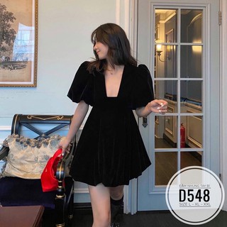 Bigsize Đầm nhung tay bí D548