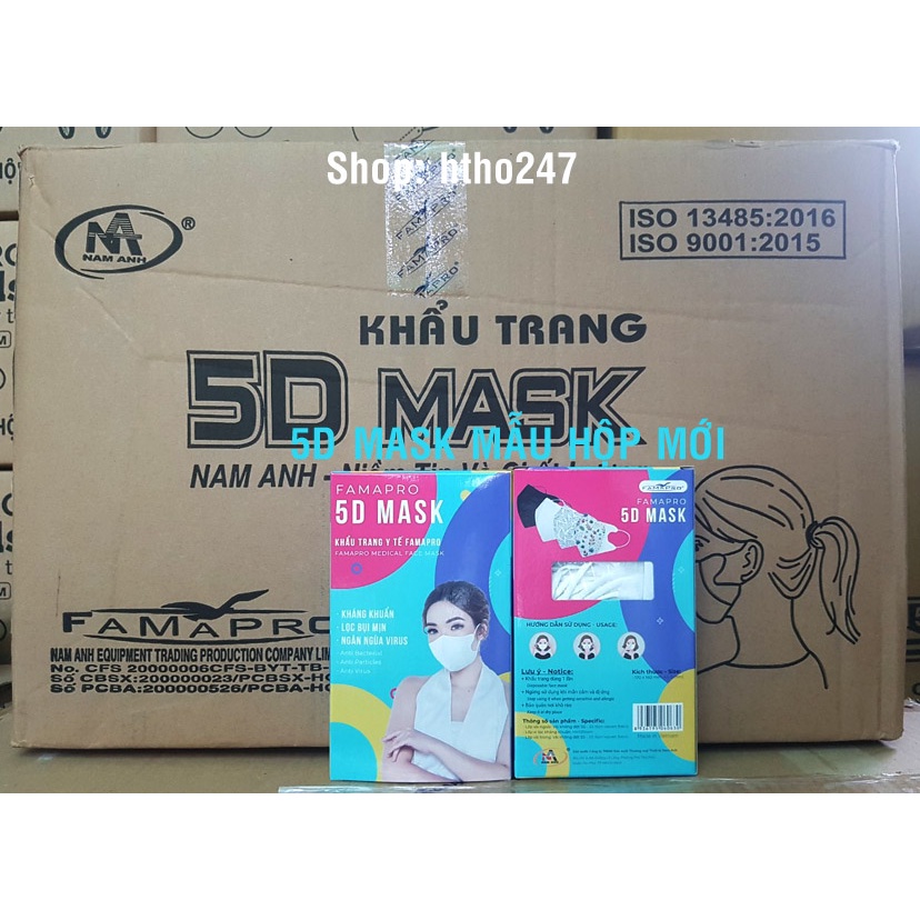 Hộp 10c Khẩu trang 5D MASK Famapro Nam Anh, quai thun