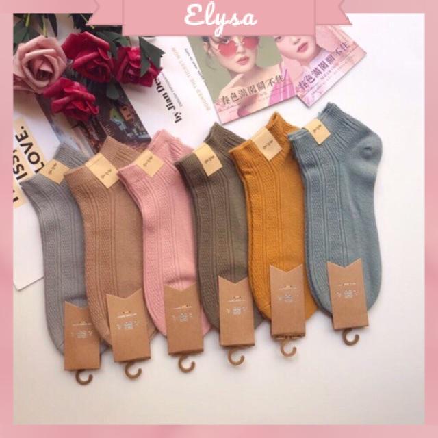 Tất Len Gân Vặn Thừng Hàn Quốc Cổ Ngắn ( 1 đôi )