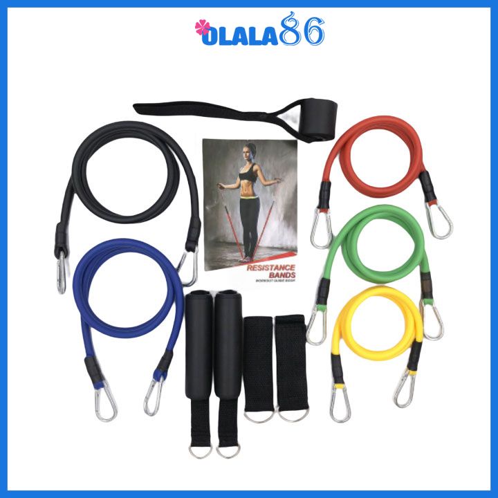 Dây ngũ sắc tập gym đa năng  Full Body Dây kháng lực tập Gym, dụng cụ tập gym tại nhà - móc gài  OLALA 86