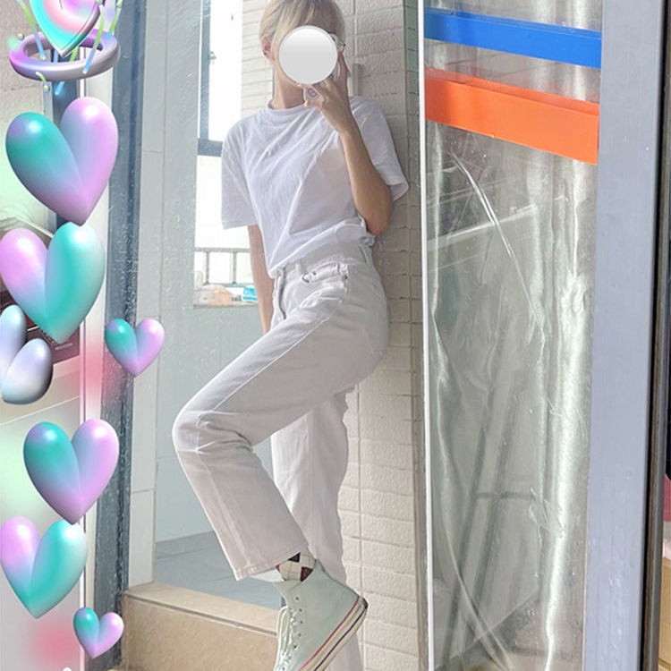 Áo Thun Trắng 100% cotton Tay Ngắn Dáng Rộng Phong Cách Thời Trang Hàn Quốc 2022