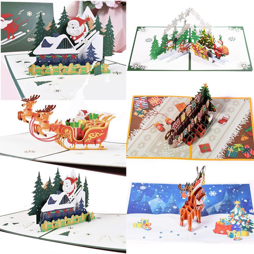 YNATURAL Thiệp Giáng Sinh Hình Người Tuyết, Tuần Lộc, Ông Già Nô En Với