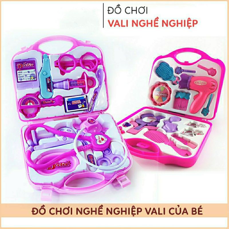 Đồ chơi trẻ em, Vali đồ chơi bác sĩ, vali đồ chơi trang điểm cho bé, chất liệu nhựa ABS an toàn với trẻ