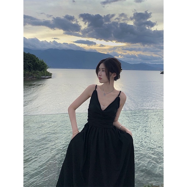 /order taobao/ Đầm Maxi 2s Đen thắt lưng