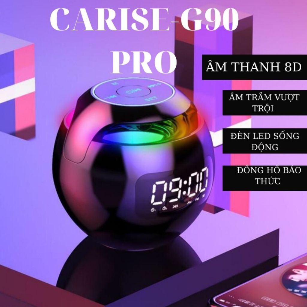 (CHÍNH HÃNG) Loa Bluetooth mini CARISE-G90 PRO (Đầu Cảm Biến, Màn Hình Tiết Kiệm Điện, Báo Thức Kép, Âm Thanh 8D)