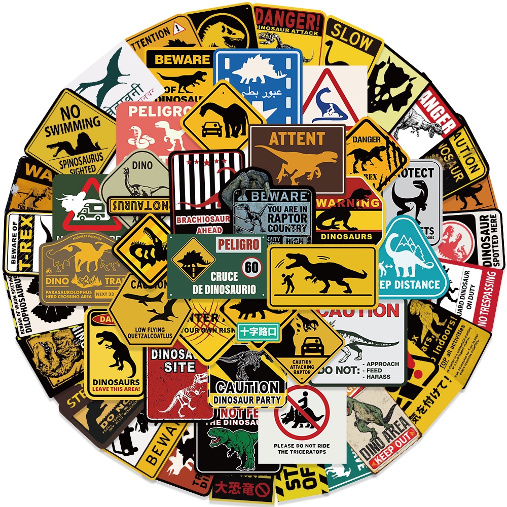 Bộ 60 Sticker Dán Trang Trí Điện Thoại / Sổ Tay Hình Khủng Long Hoạt Hình