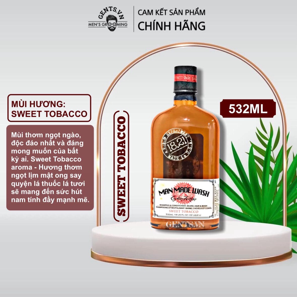 Bộ 3 chai sữa tắm dầu gội kết hợp xả 3 trong 1 cho nam 18.21 Man Made Wash 532ml hương nước hoa thơm lâu