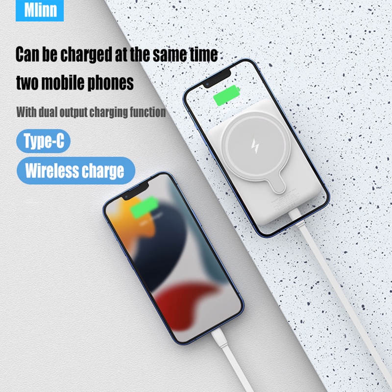 Pin Sạc Dự Phòng Không Dây 10000mAh Macsafe Có Nam Châm QC 3.0 Cho iPhone 13 12