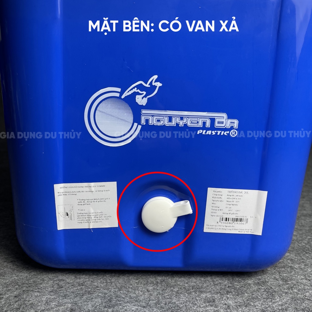Thùng đá vuông 25  có van xả nhựa chính phẩm không chứa BPA an toàn cho sức khỏe - Tommy Cooler 25L