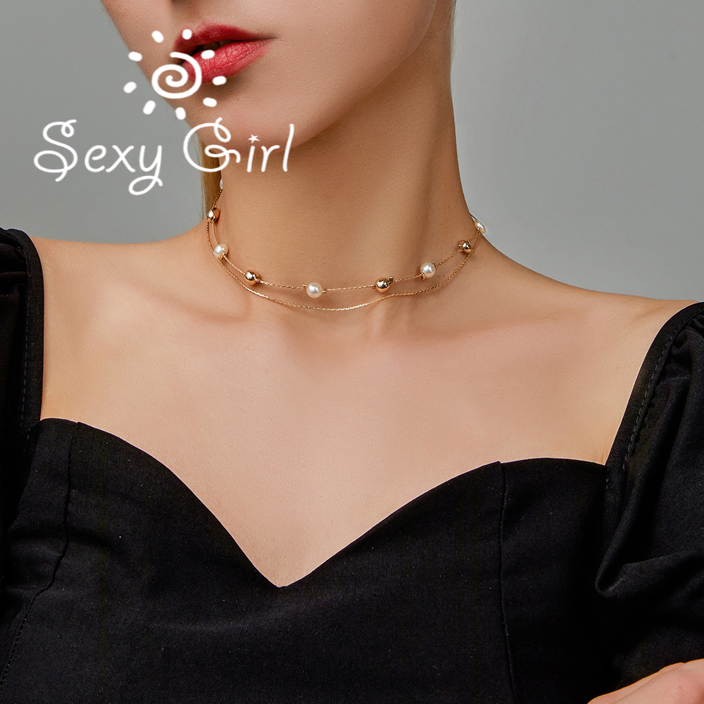 Vòng Cổ Choker Đính Hạt Đơn Giản Quyến Rũ Phong Cách Hàn Quốc